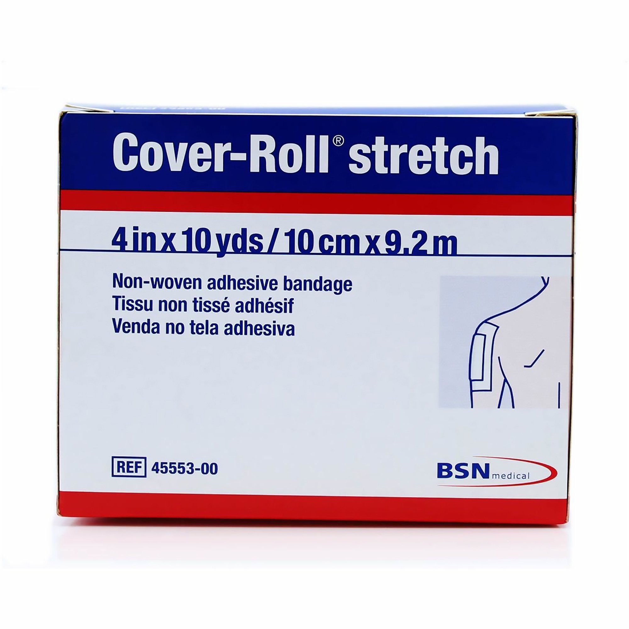 Bandage Dressing Retention Tape with Liner Cover-Roll® Stretch Nonwoven Polyester 4 Inch X 10 Yard White NonSterile (1/BX 12BX/CS) by BSN Medical  ID 45553